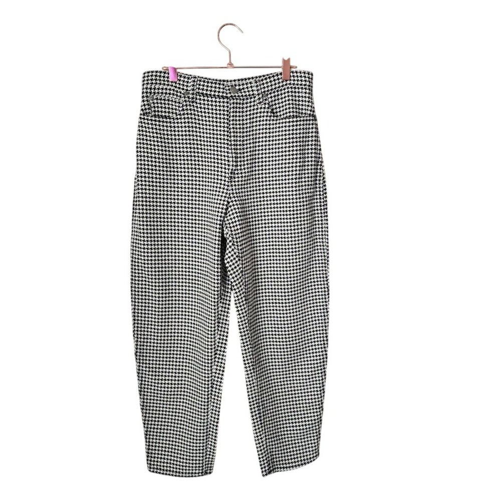 POLO RALPH LAUREN Houndstooth Pants Wide Leg Black White 28 - Picture 3 of 11